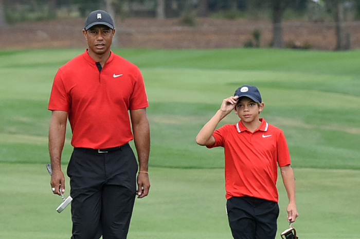 Tiger Woods and son Charlie 2021