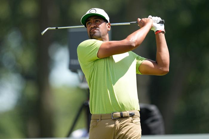 Tony Finau in action at the Rocket Mortgage Classic