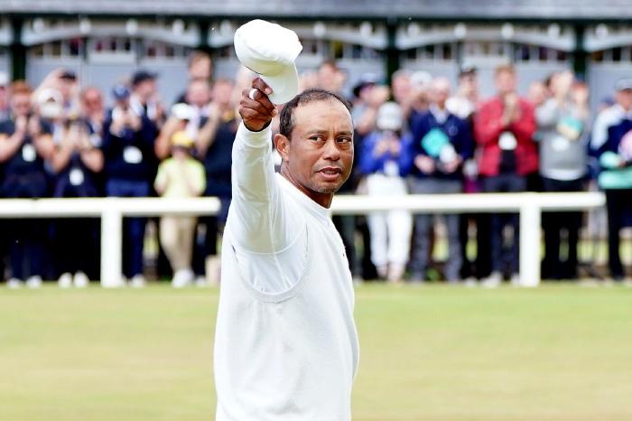 Tiger Woods in action at St Andrews
