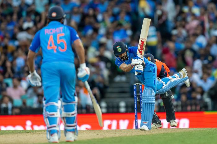 India batter Virat Kohli hitting a boundary