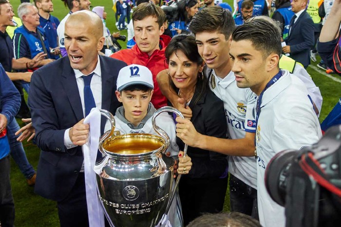 Zinedine Zidane with sons Enzo, Luca, Theo and Elyaz