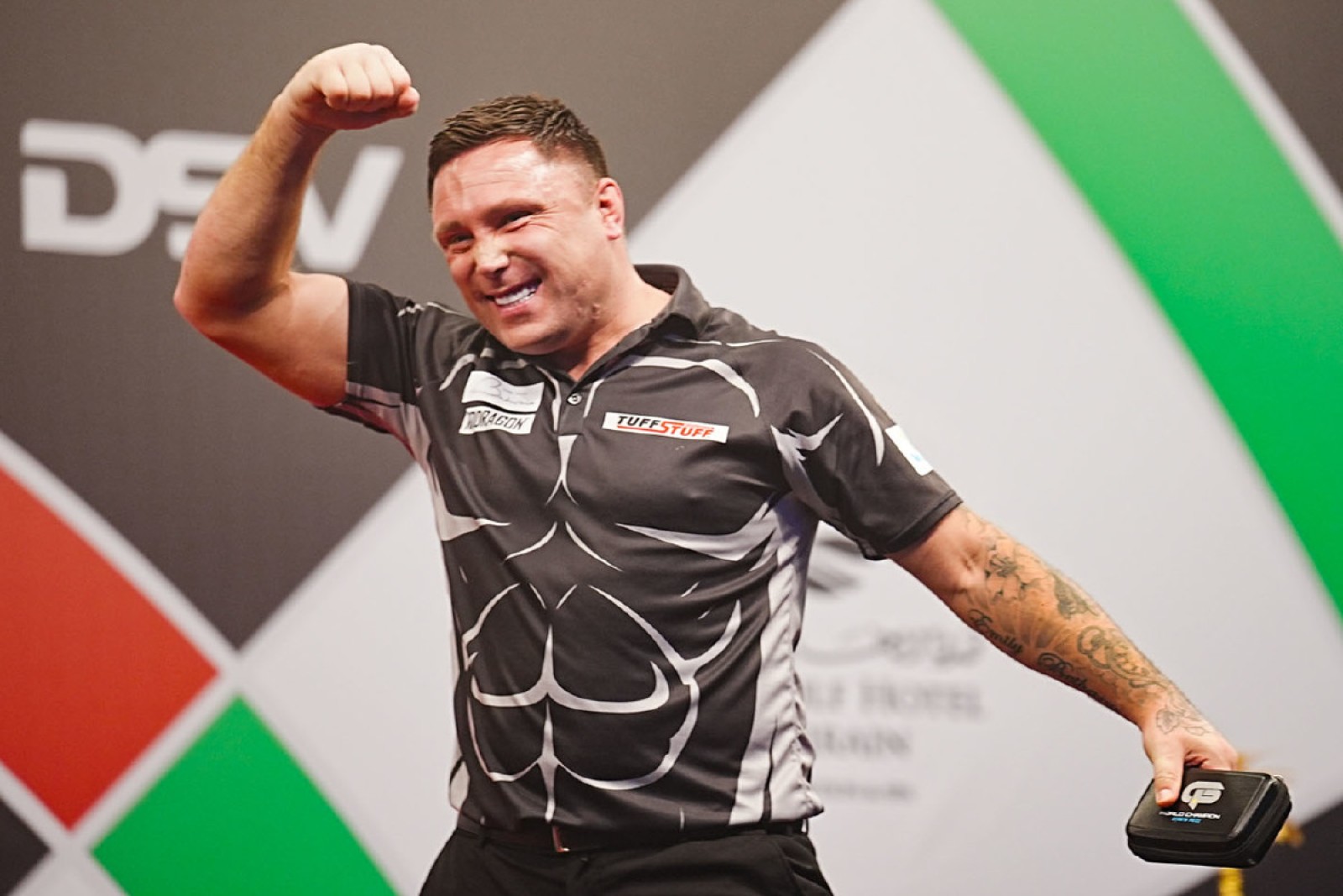 Bahrain Darts Masters Gerwyn Price reacts to crowd after final loss to