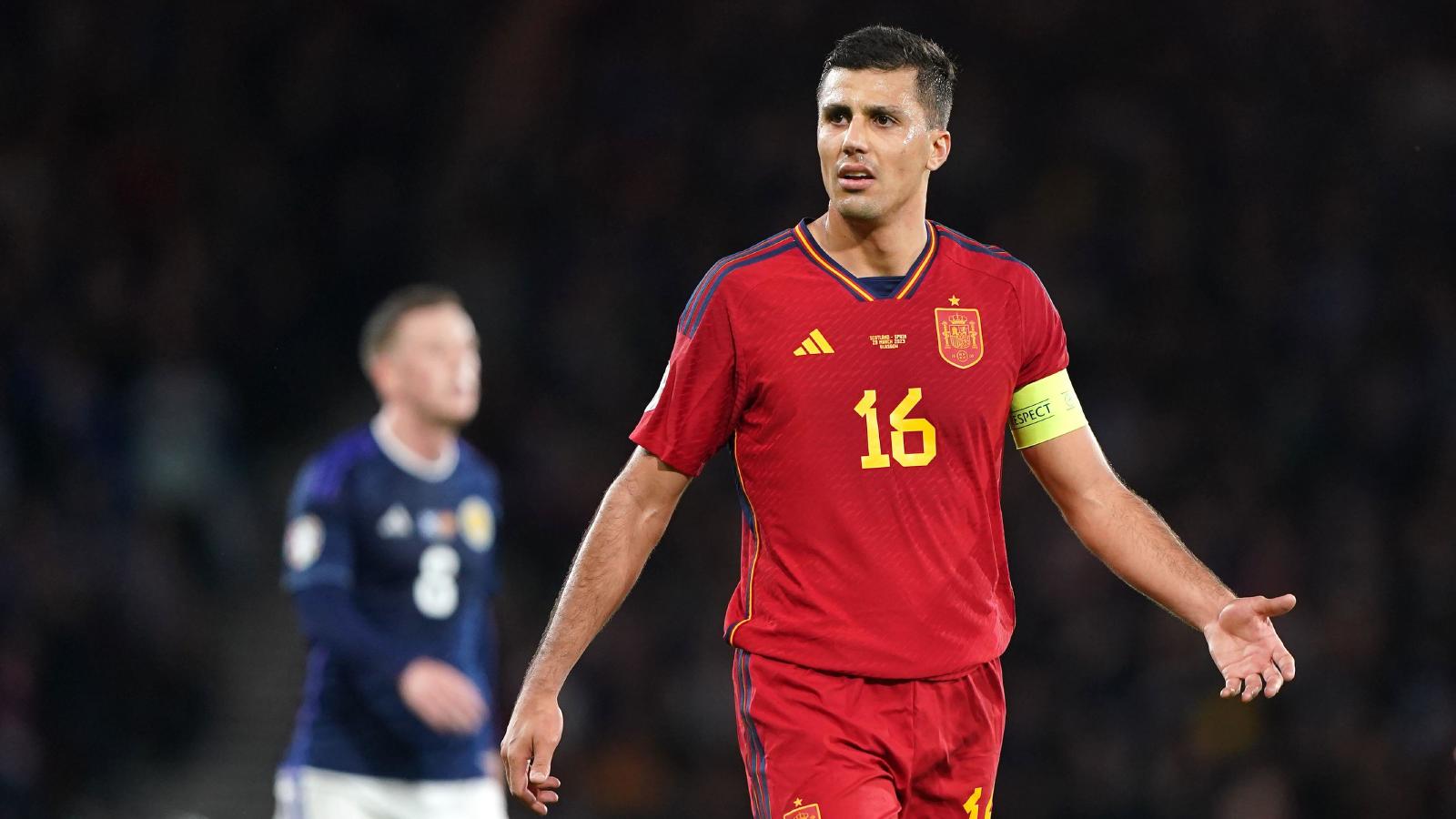 Spain captain Rodri left fuming at Scotland’s ‘time-wasting and provocation’