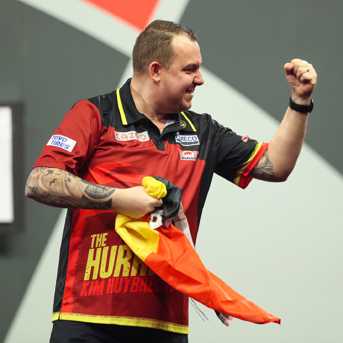 Kim Huybrechts knocked Peter Wright out of the World Darts Championship