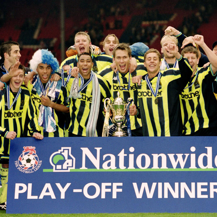 Manchester City celebrate play-off final success at Wembley