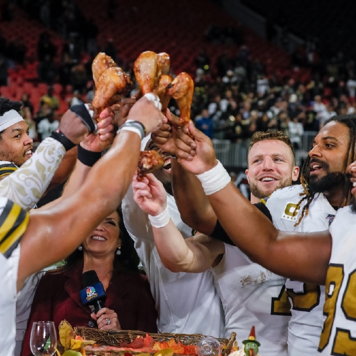 The turkey leg celebration on Thanksgiving is one of the NFL's more quirky traditions
