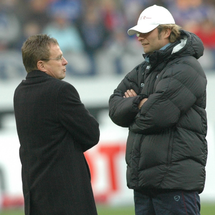 New Manchester United boss Ralf Rangnick with Jurgen Klopp in 2005